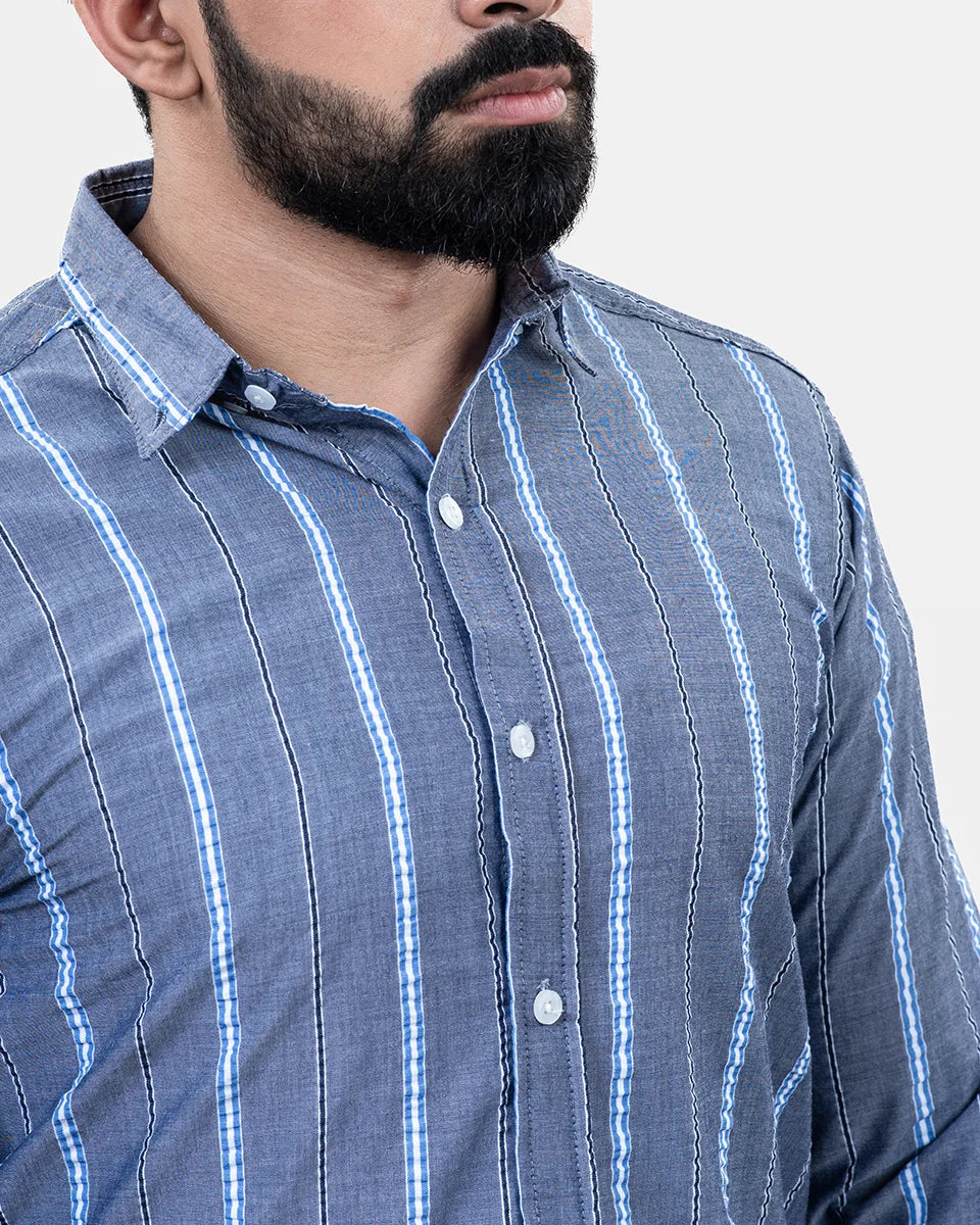 Blue Stripe Shirt - Collar