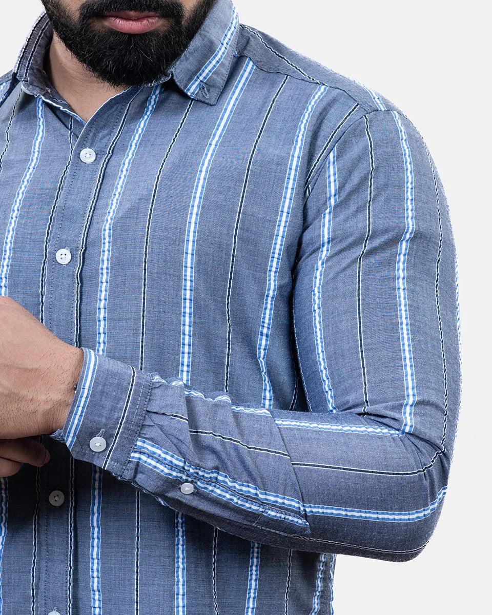 Blue Stripe Shirt - Sleeve