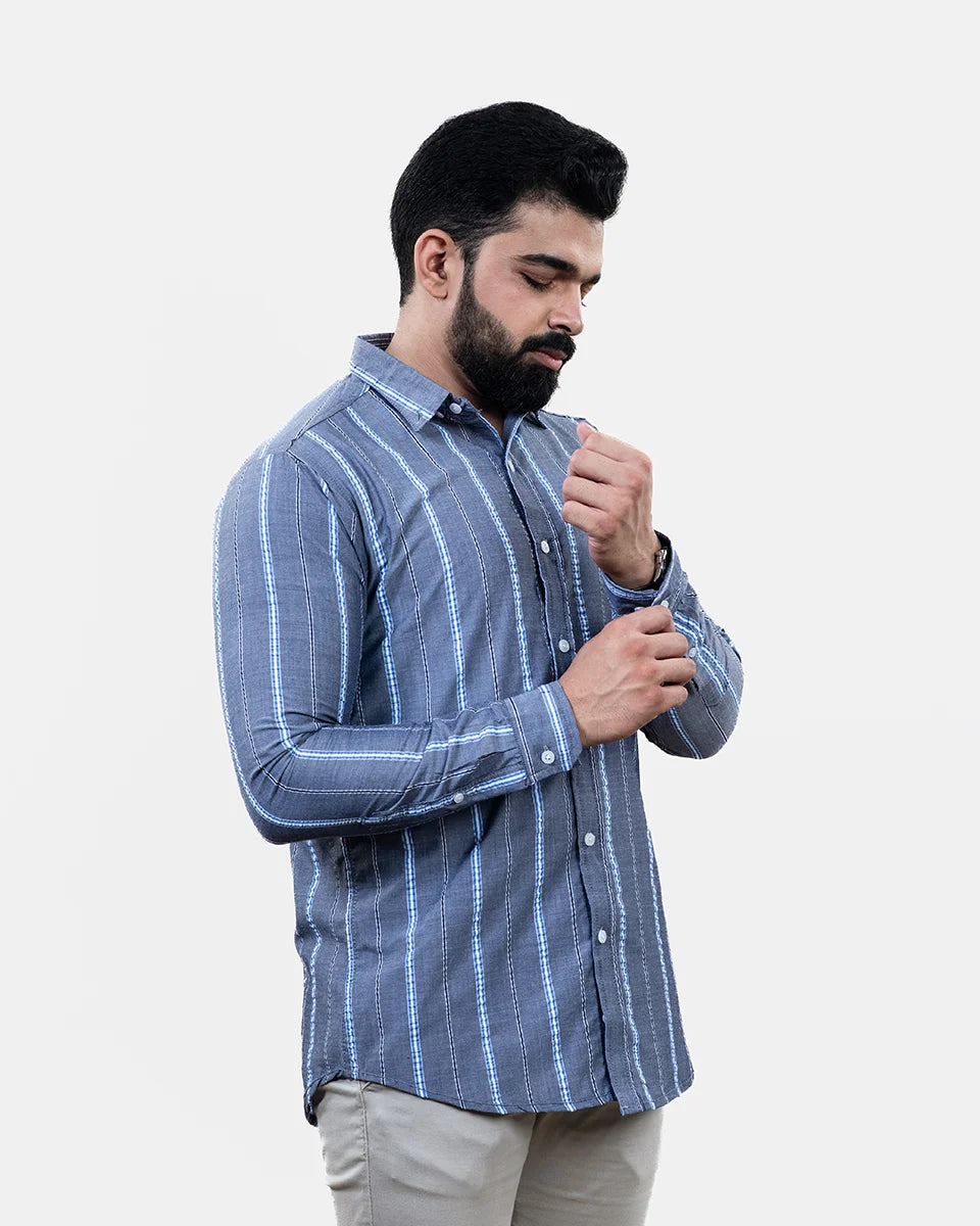 Blue Stripe Shirt - Side