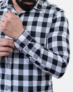 Black White Check Shirt - Sleeve
