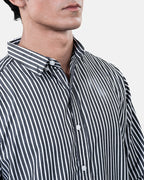 Black White Stripe Shirt Collar
