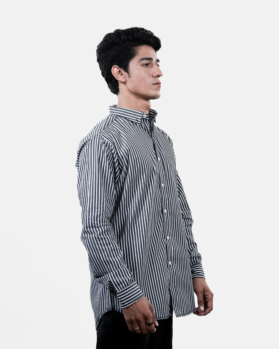 Black White Stripe Shirt Side