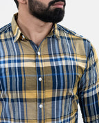 Blue Mustard Check Shirt - Collar