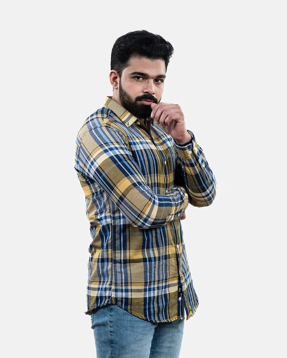 Blue Mustard Check Shirt - Side