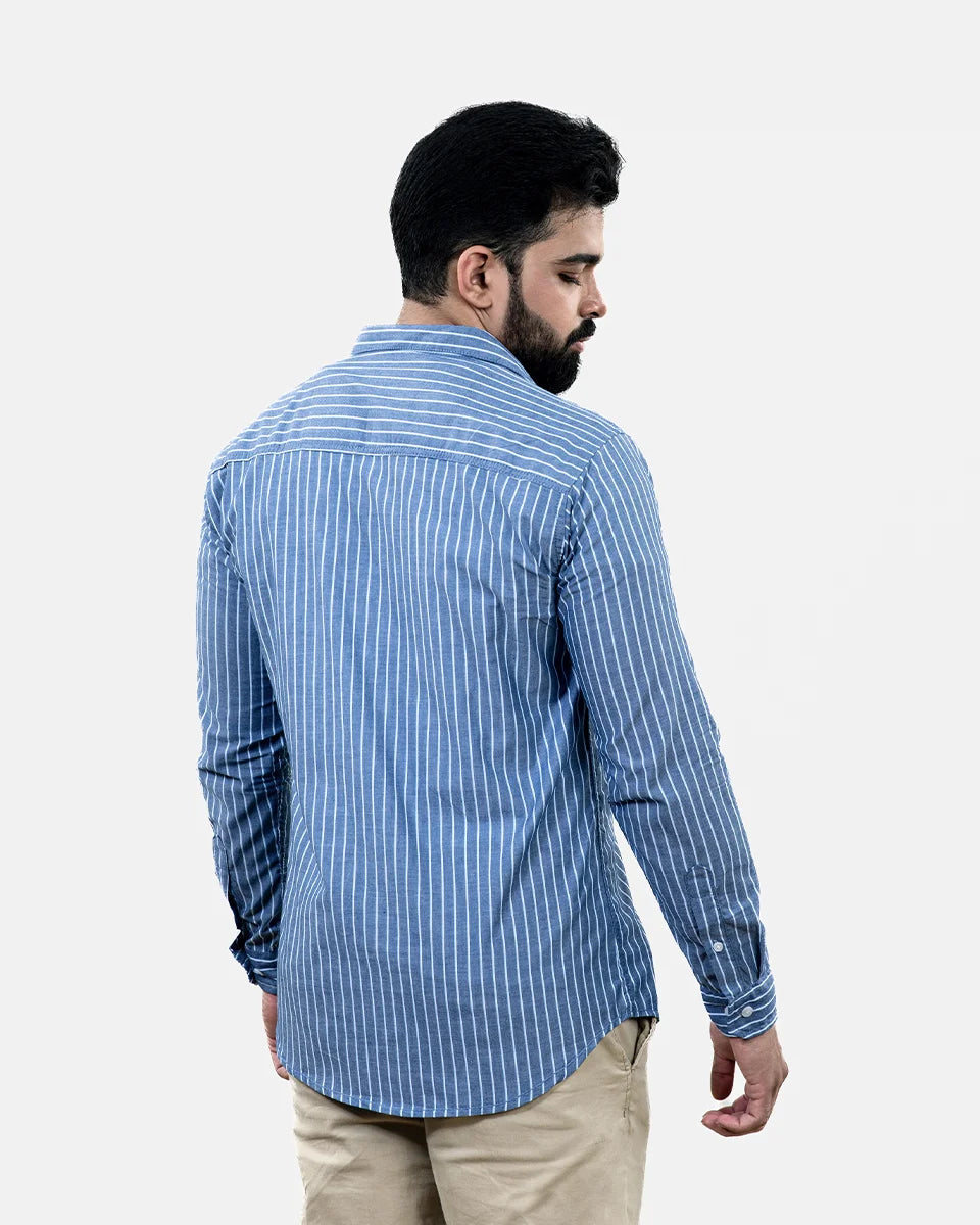 Blue White Stripe Shirt Back