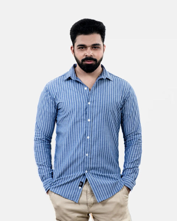 Blue White Stripe Shirt Front