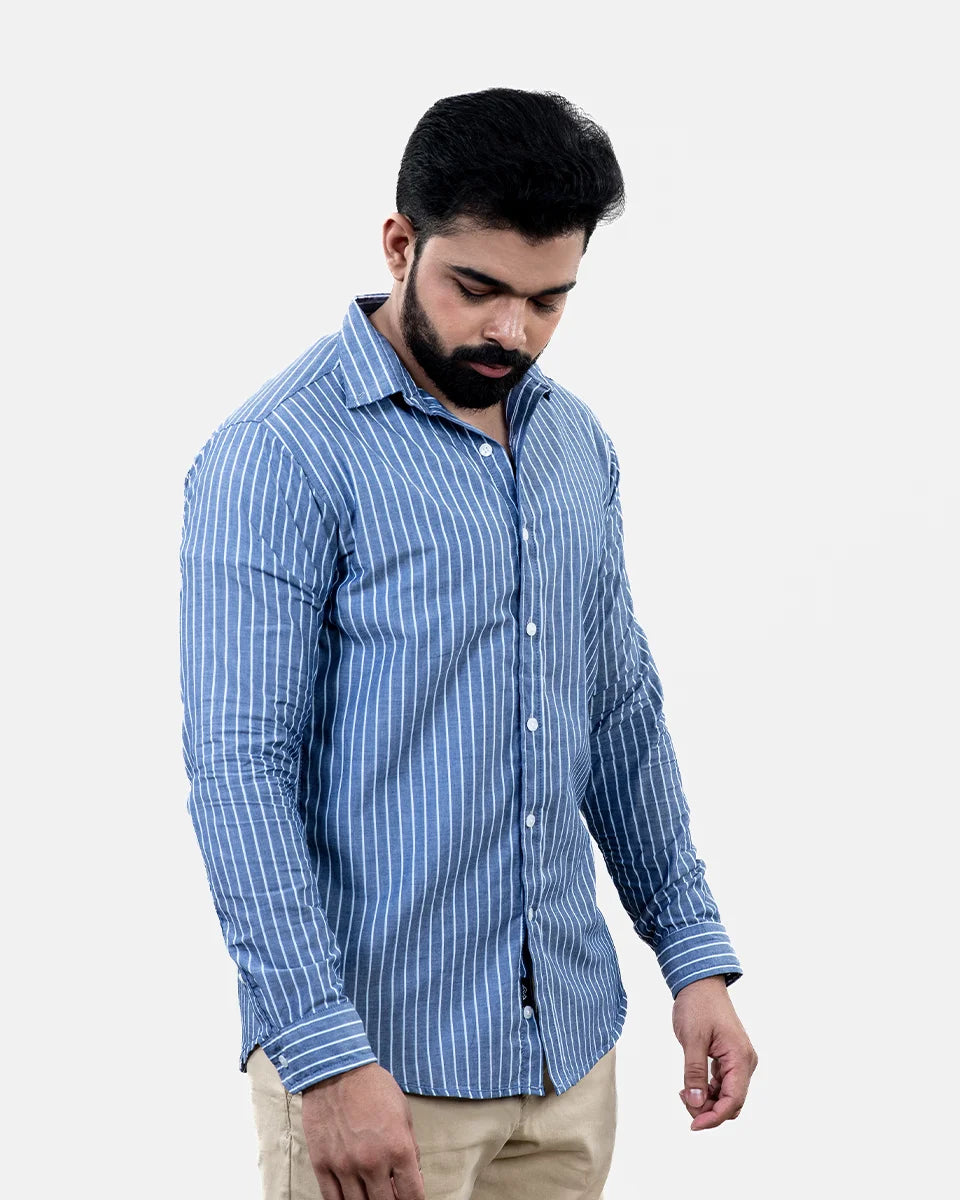 Blue White Stripe Shirt Side