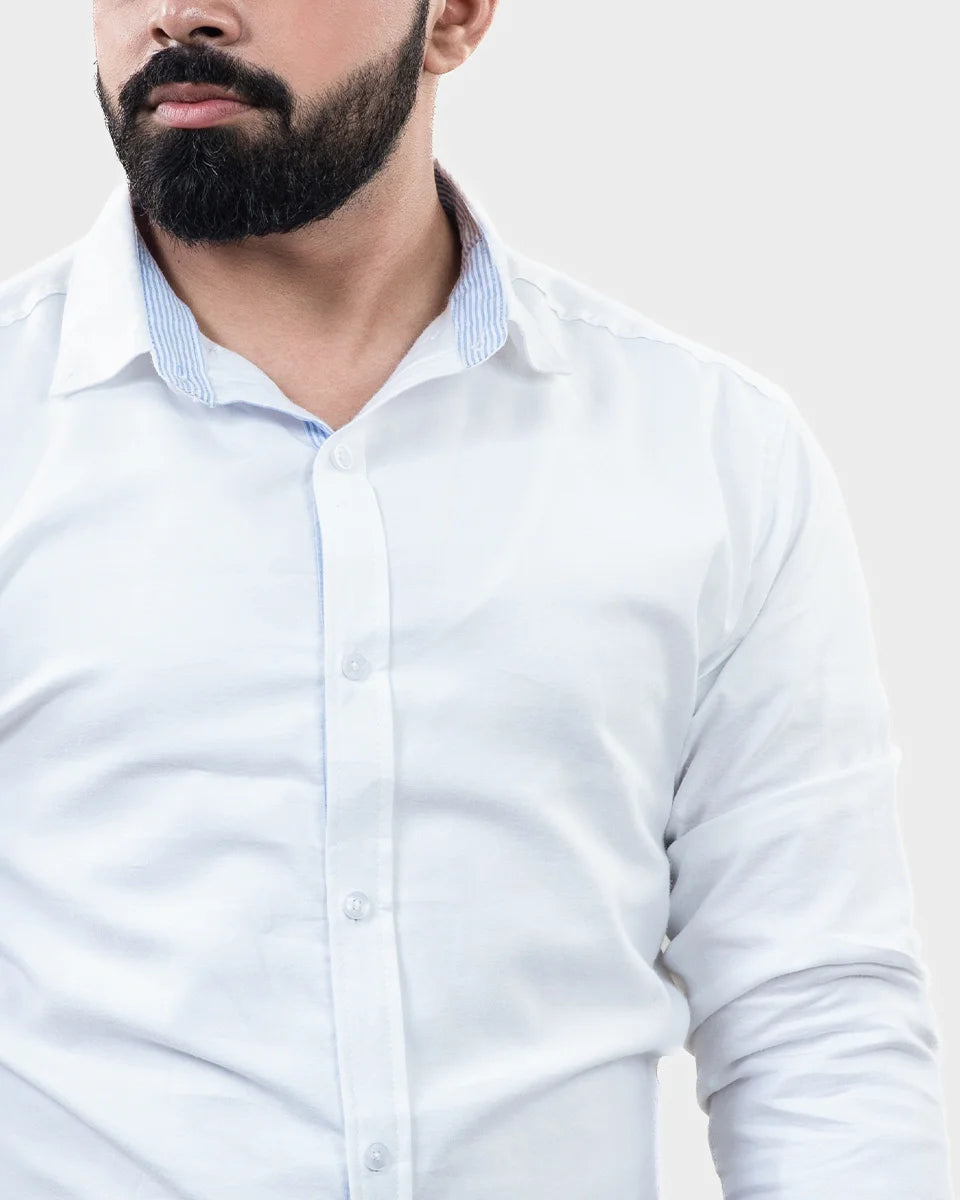 Classic Pure White Shirt - Collar