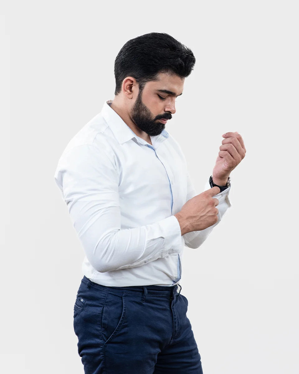 Classic Pure White Shirt - Side