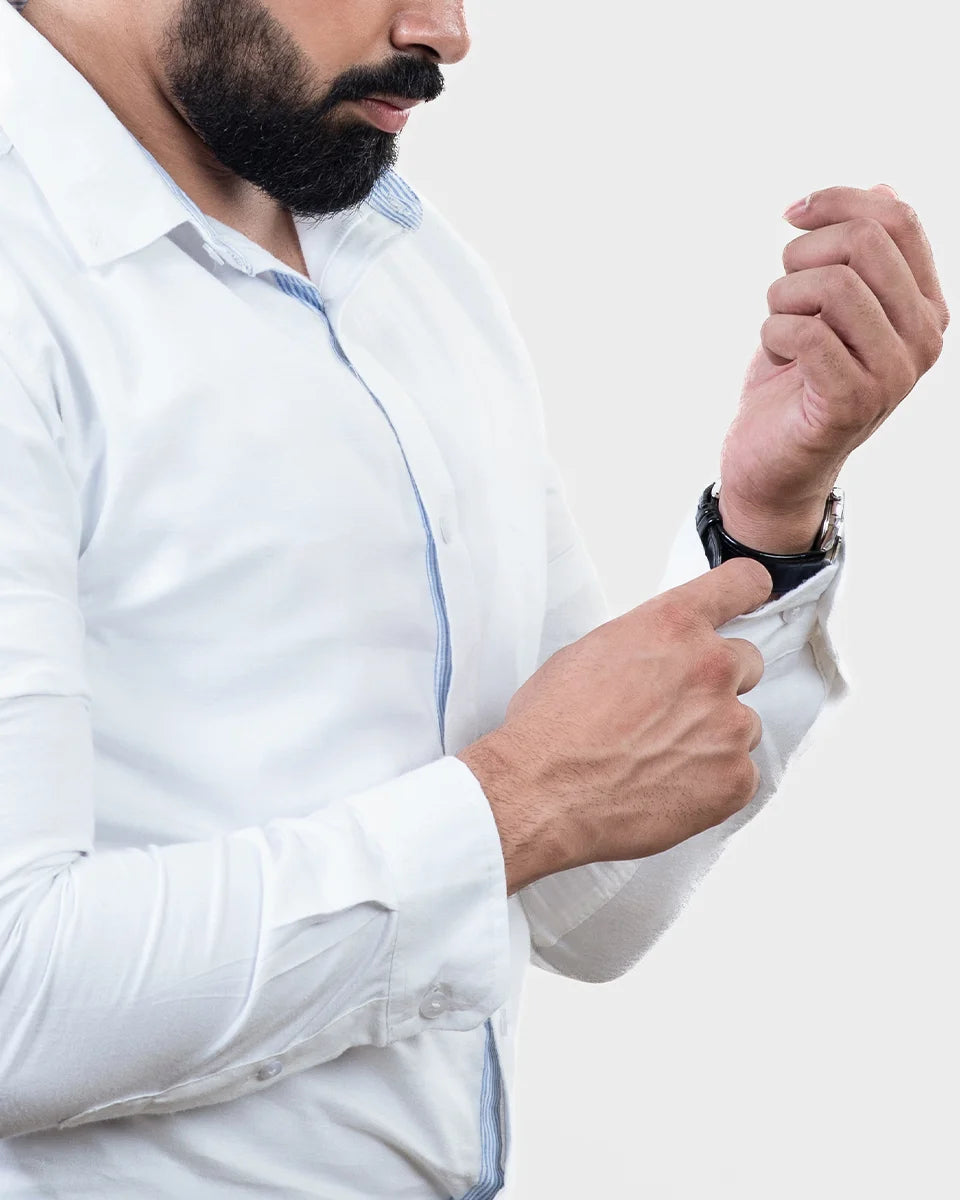 Classic Pure White Shirt - Sleeve