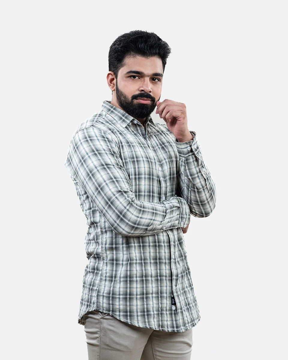 Dark Teal Check Shirt - Side