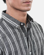 Gray Stripe Shirt Collar