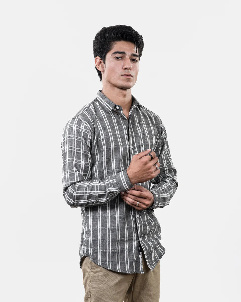 Gray Stripe Shirt Side