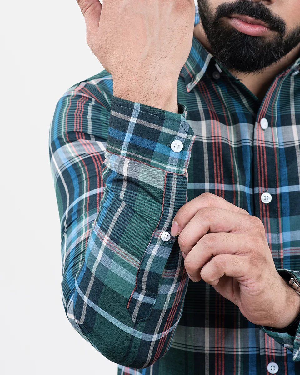 Green Check Shirt - Sleeve