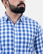 Light Blue Check Shirt - Collar