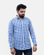 Light Blue Check Shirt Front
