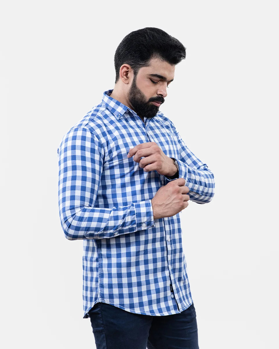 Light Blue Check Shirt - Side