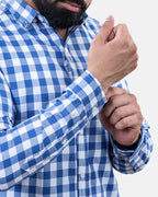 Light Blue Check Shirt - Sleeve