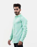 Light Green Small Check Shirt - Side