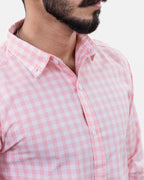 Pink Check Shirt - Collar