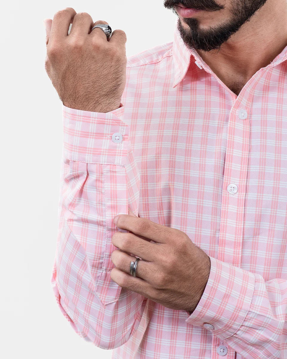 Pink Check Shirt - Sleeve