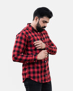 Red Black Check Shirt - Side
