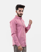 Red Small Check Shirt - Side