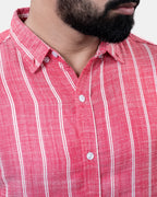 Red Stripe Shirt Collar