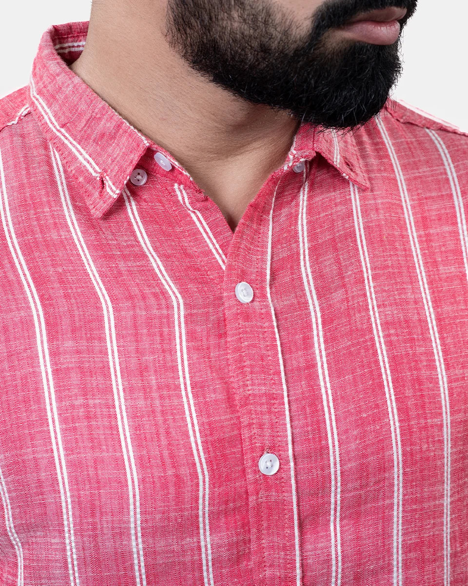 Red Stripe Shirt Collar