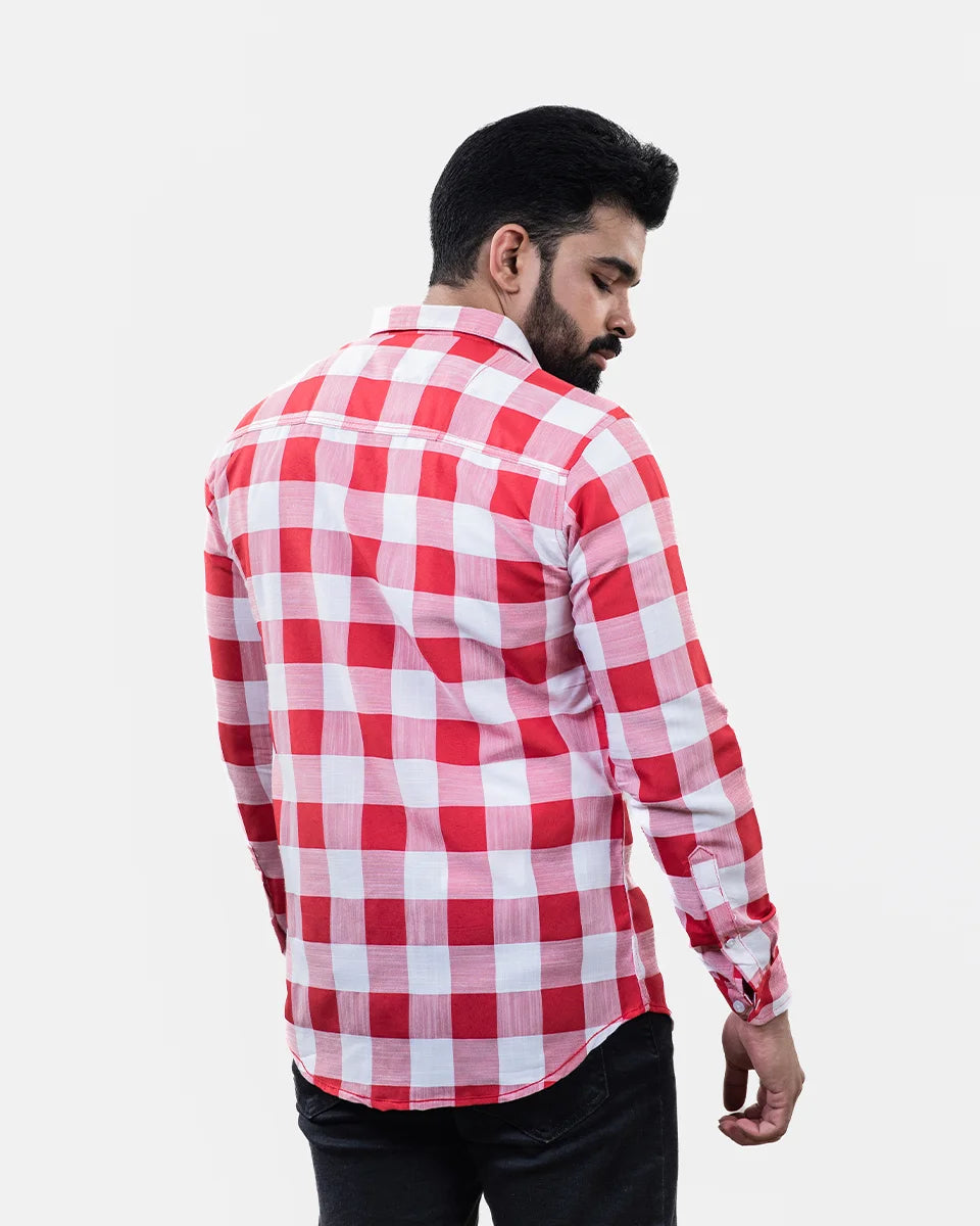 Red White Check Shirt Back