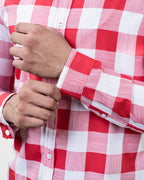 Red White Check Shirt - Sleeve