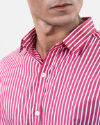 Red White Stripe Shirt Collar