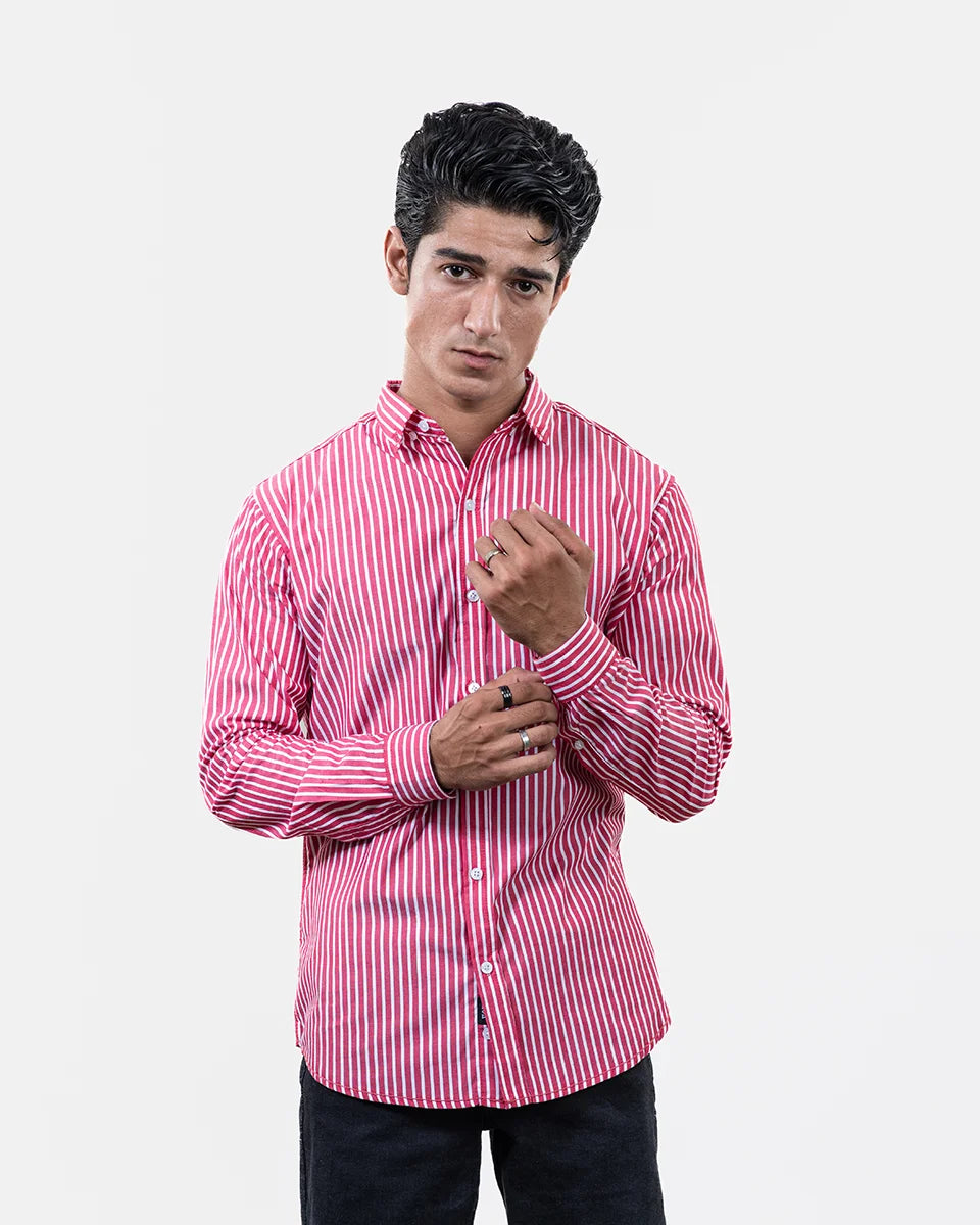 Red White Stripe Shirt Front