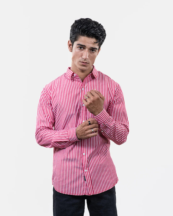 Red White Stripe Shirt Front
