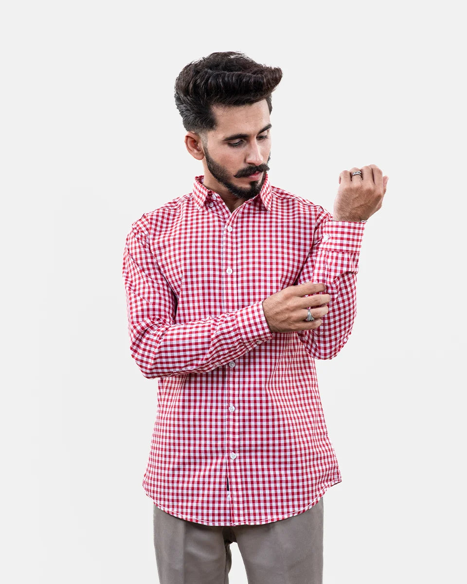 Red small check shirt for men | Western Wear Pakistan