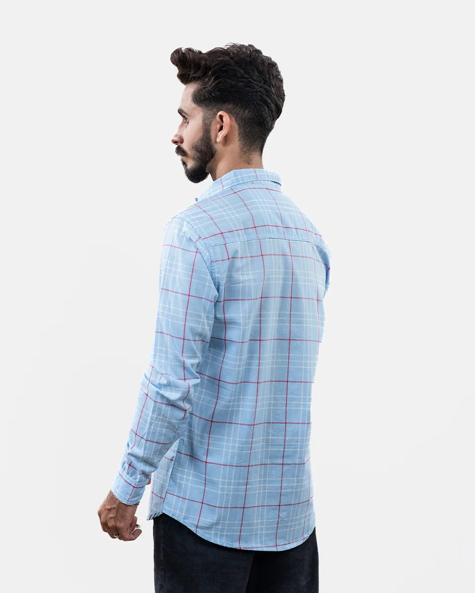 Sky Blue Check Shirt - Back