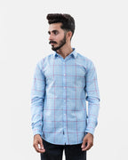Sky Blue Check Shirt Front