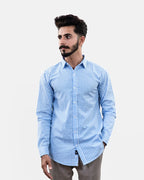 Sky Blue Small Check Shirt Front | Western Wear Pakistan