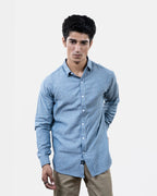 Steel Blue Stripe Shirt Front