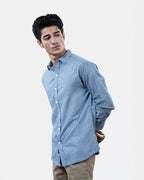 Steel Blue Stripe Shirt Side