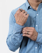 Steel Blue Stripe Shirt -Sleeve