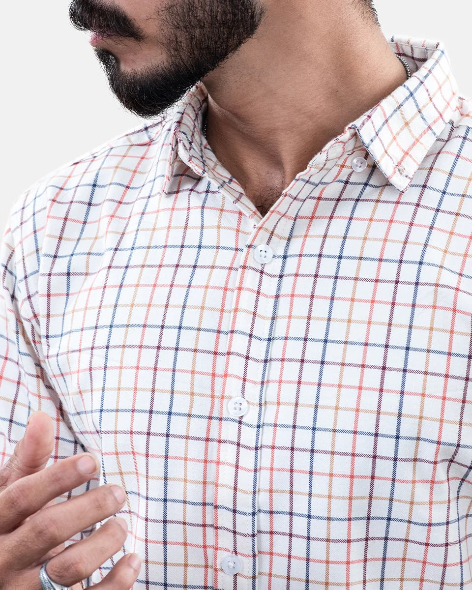 White Check Shirt - Collar