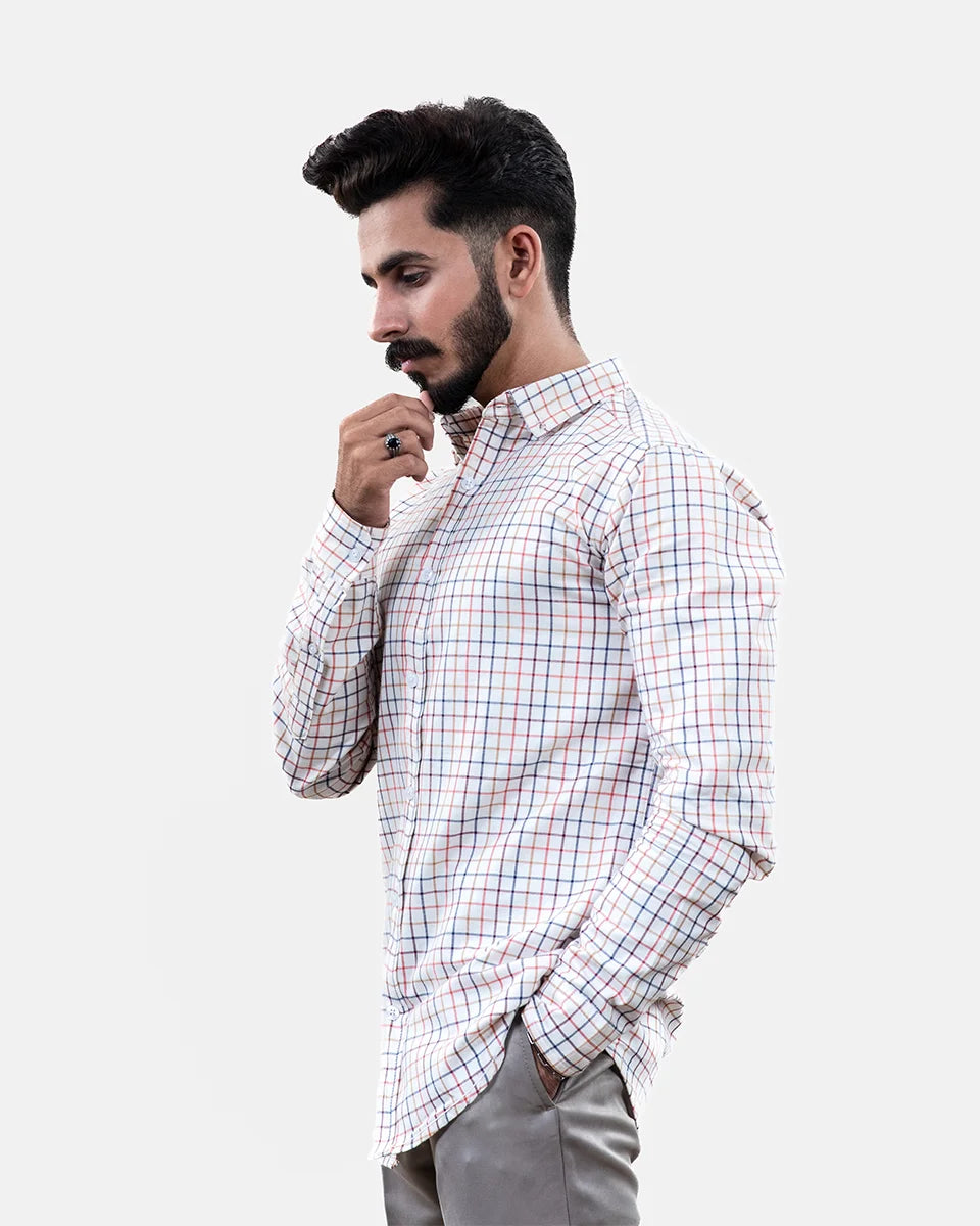 White Check Shirt Side
