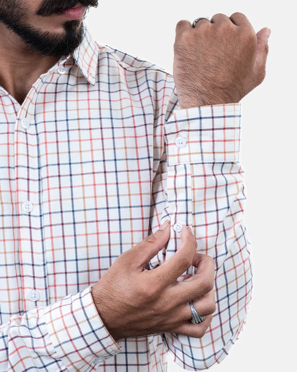 White Check Shirt - Sleeve